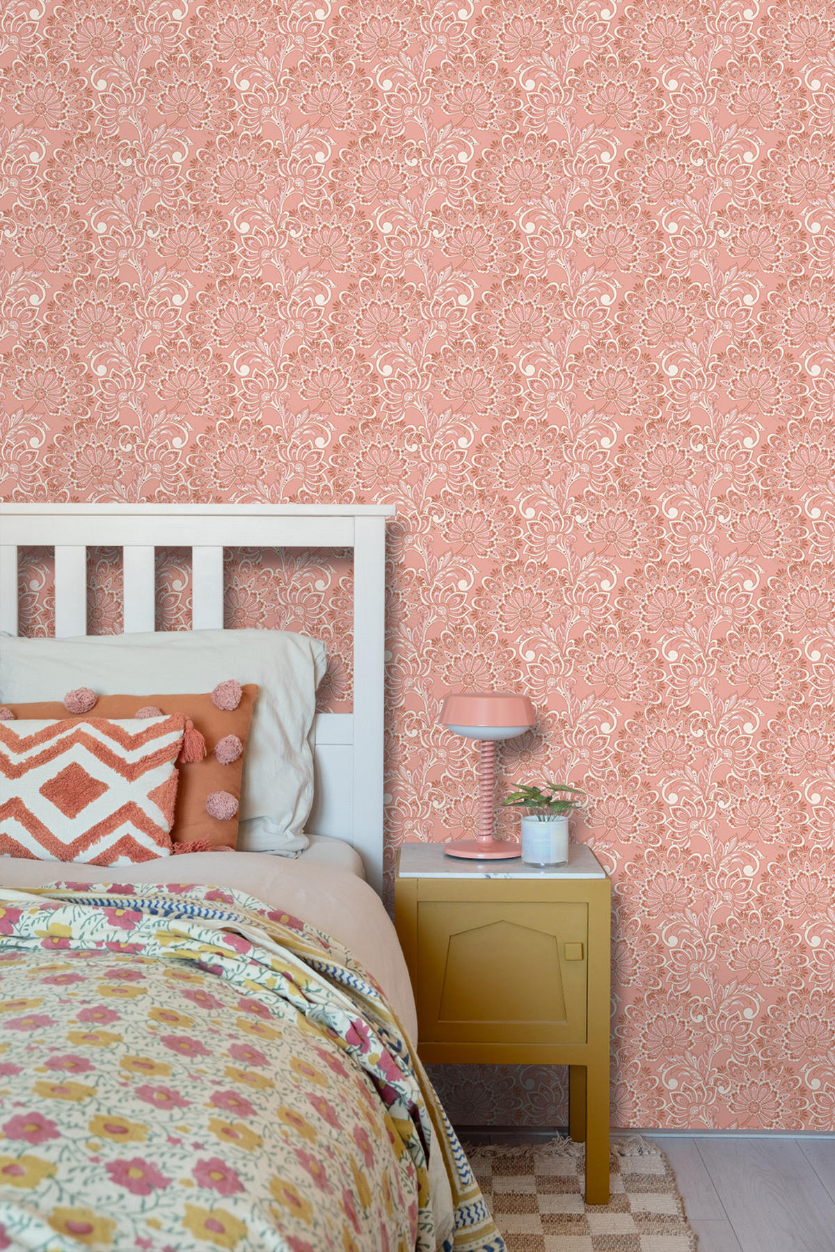TAPETE Blumenmuster 50 x 900 cm - Terracotta, Papier (50/900cm) - ESTAhome