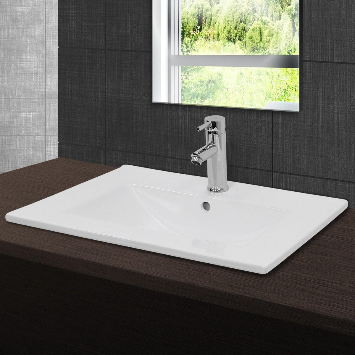 WASCHBECKEN - Weiß, Keramik (46.5/17.5/61cm) - ECD-Germany