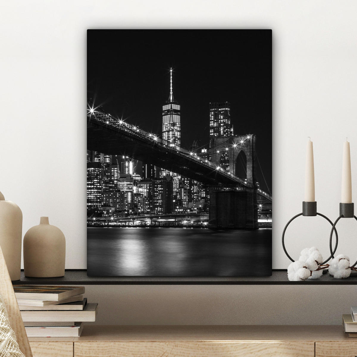 LEINWANDBILD New York - Brooklyn - Brücke 30x40 cm - Schwarz, Textil (30/40cm) - MuchoWow