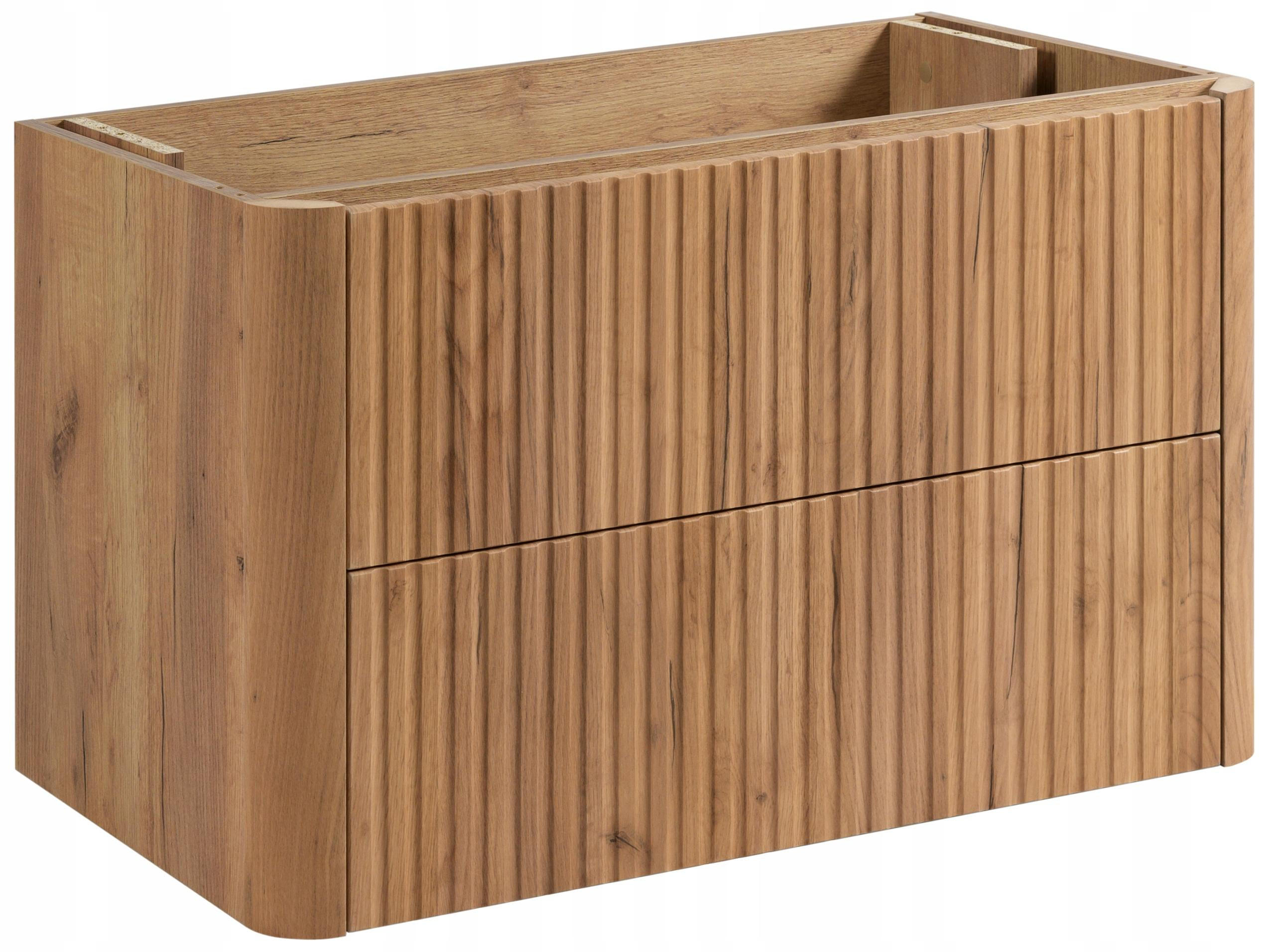WASCHBECKENUNTERSCHRANK LINEA hängend geriffelt Eiche dunkelbraun 80/48/44 cm - Braun, Holzwerkstoff (80/48.4/43.7cm) - Rodan