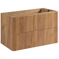 WASCHBECKENUNTERSCHRANK LINEA hängend geriffelt Eiche dunkelbraun 80/48/44 cm - Braun, Holzwerkstoff (80/48.4/43.7cm) - Rodan