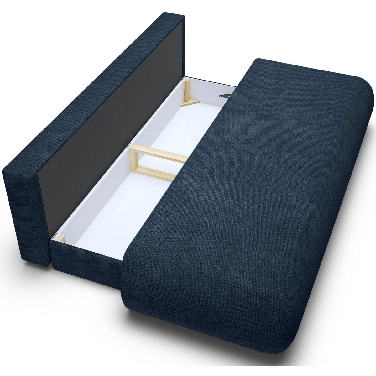 3-SITZER SCHLAFSOFA Dunkelblau Chenille - Schwarz/Dunkelblau, Kunststoff/Textil (214/74/100cm) - Selsey