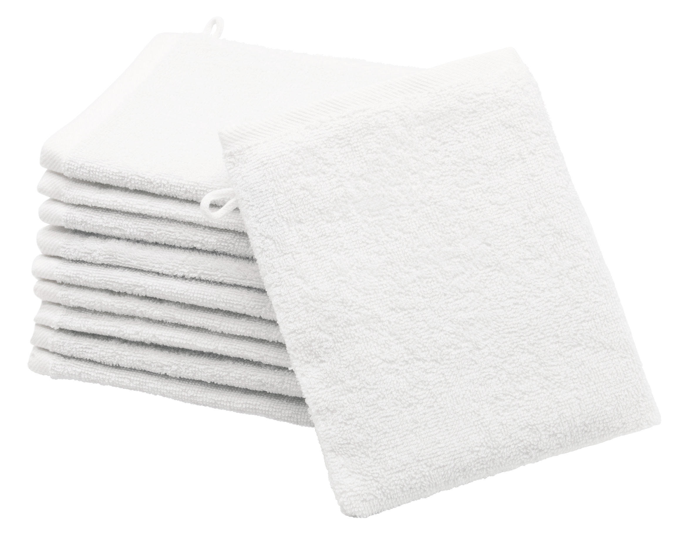WASCHHANDSCHUH, 10er-Set, 16x21 cm, 100% Baumwolle, Weiß - Weiß, Textil (16/21cm) - Zollner