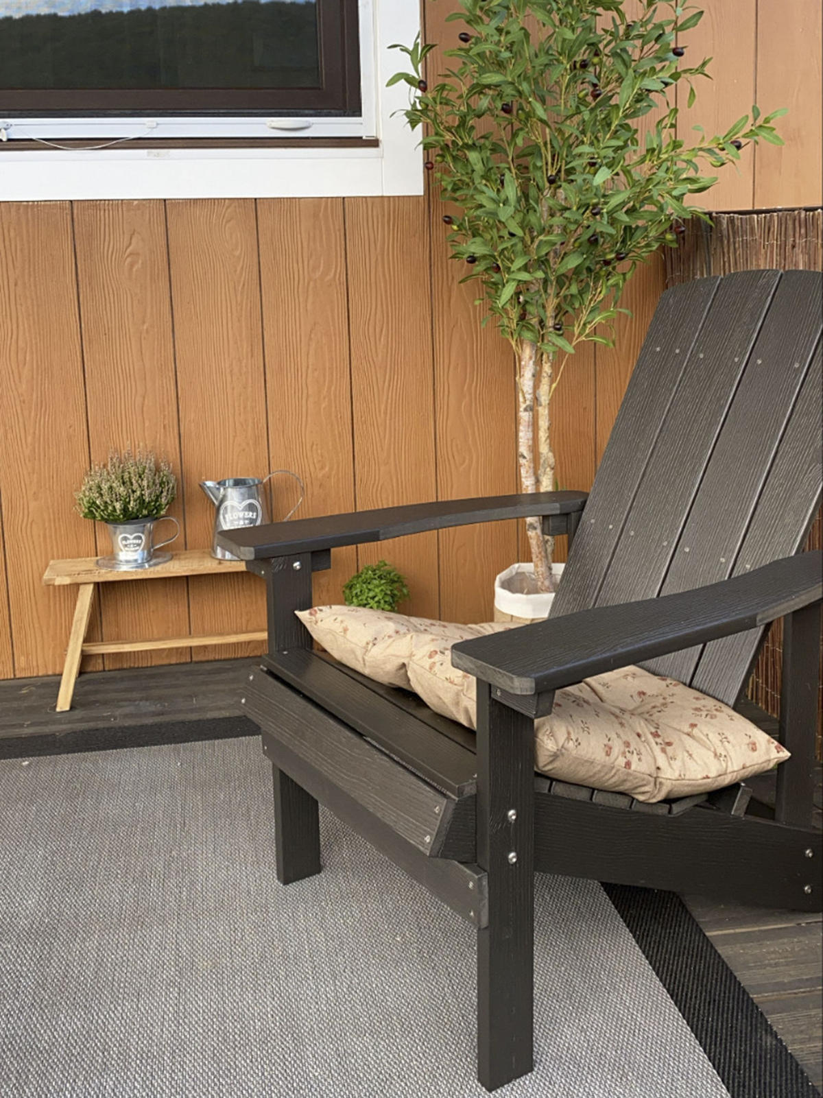 ZAHRADNÍ ŽIDLE Umělé dřevo tmavě šedá Adirondack - tmavě šedá, plast (75/88/88cm) - Beliani