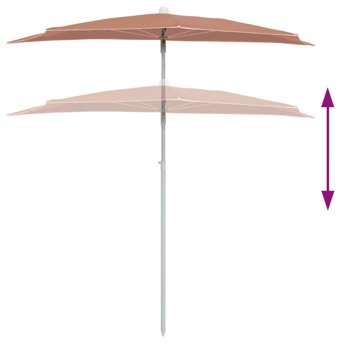 HALB-SONNENSCHIRM mit Mast 180x90 cm Terrakottarot - Orange, Metall (90/180cm) - furnicato