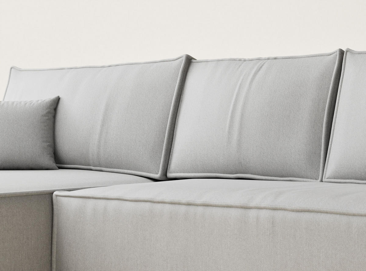 ECKSOFA MIT SCHLAFFUNKTION Maze Hellgrau Webstoff - Hellgrau/Schwarz, Holz/Holzwerkstoff (294/185cm) - Maison de Reve