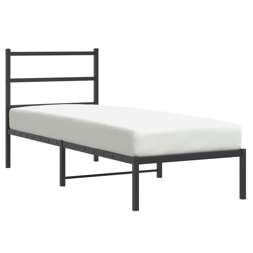 BETTGESTELL Mit Kopfteil Metall Schwarz 80/200 Cm - Schwarz, Metall (80/200cm) - vidaXL