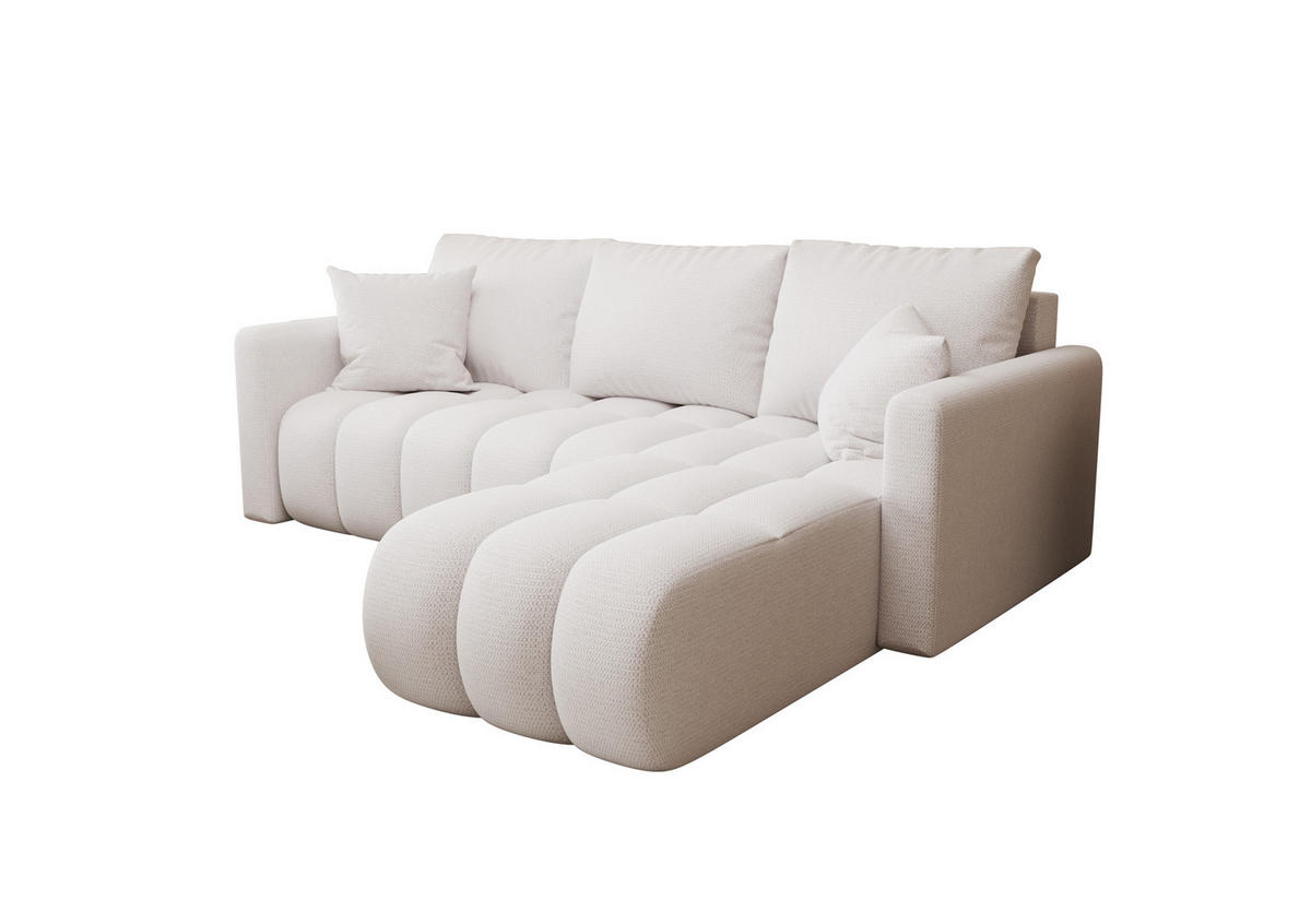 ECKSOFA GARDA rechts weiß Strickstoff Aragon 1 - Schlaffunktion, Bettkasten - Weiß, Textil (230/149cm) - Cornero