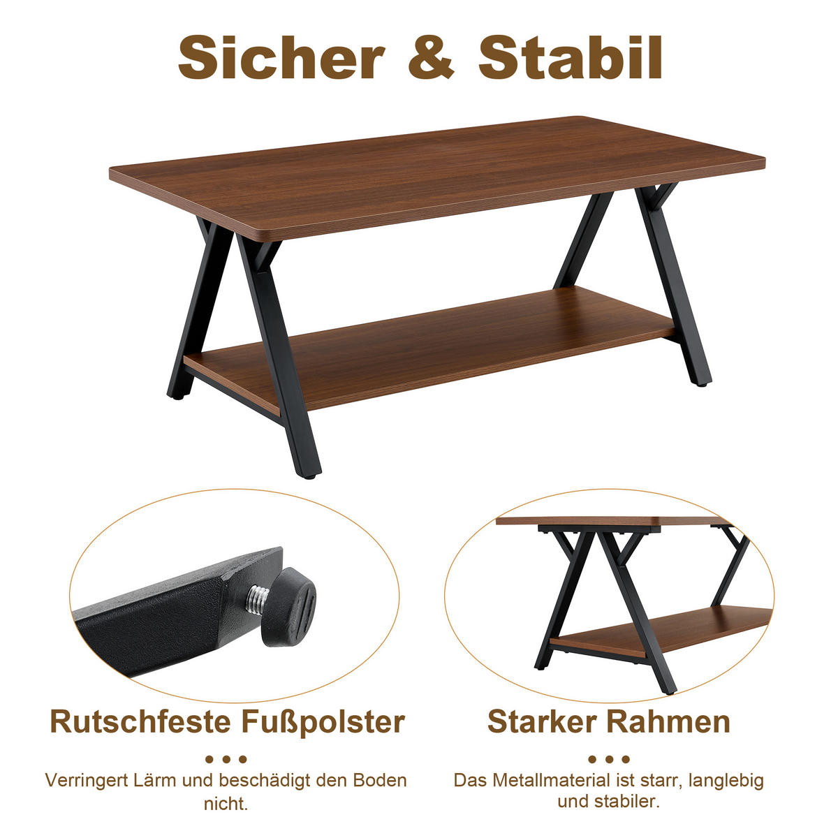 COUCHTISCH Walnussfarben 110/57/44,5 cm - Walnussfarben, Holzwerkstoff (57/110/44.5cm) - PANGIVO