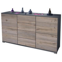 SIDEBOARD Rova Eiche Nordic - Silbereichenfarben, Holzwerkstoff (138.5/75.5/35cm) - Vladon