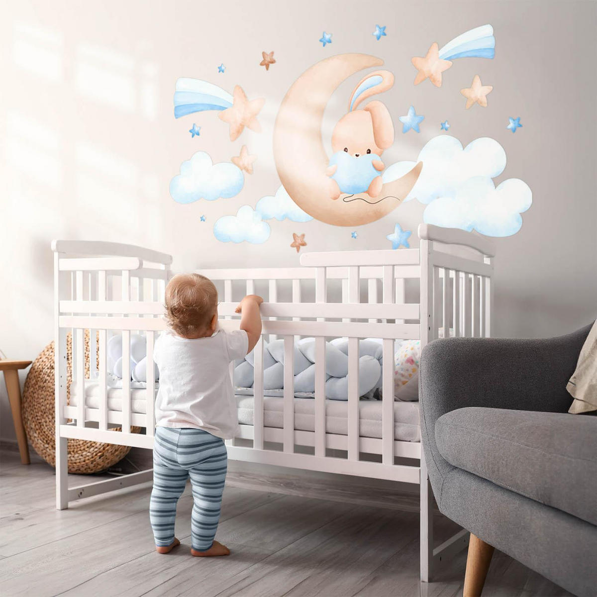 WANDAUFKLEBER 130x214cm - Süßes Häschen - Multicolor, Kunststoff (130/214/0.1cm) - Wallfluent