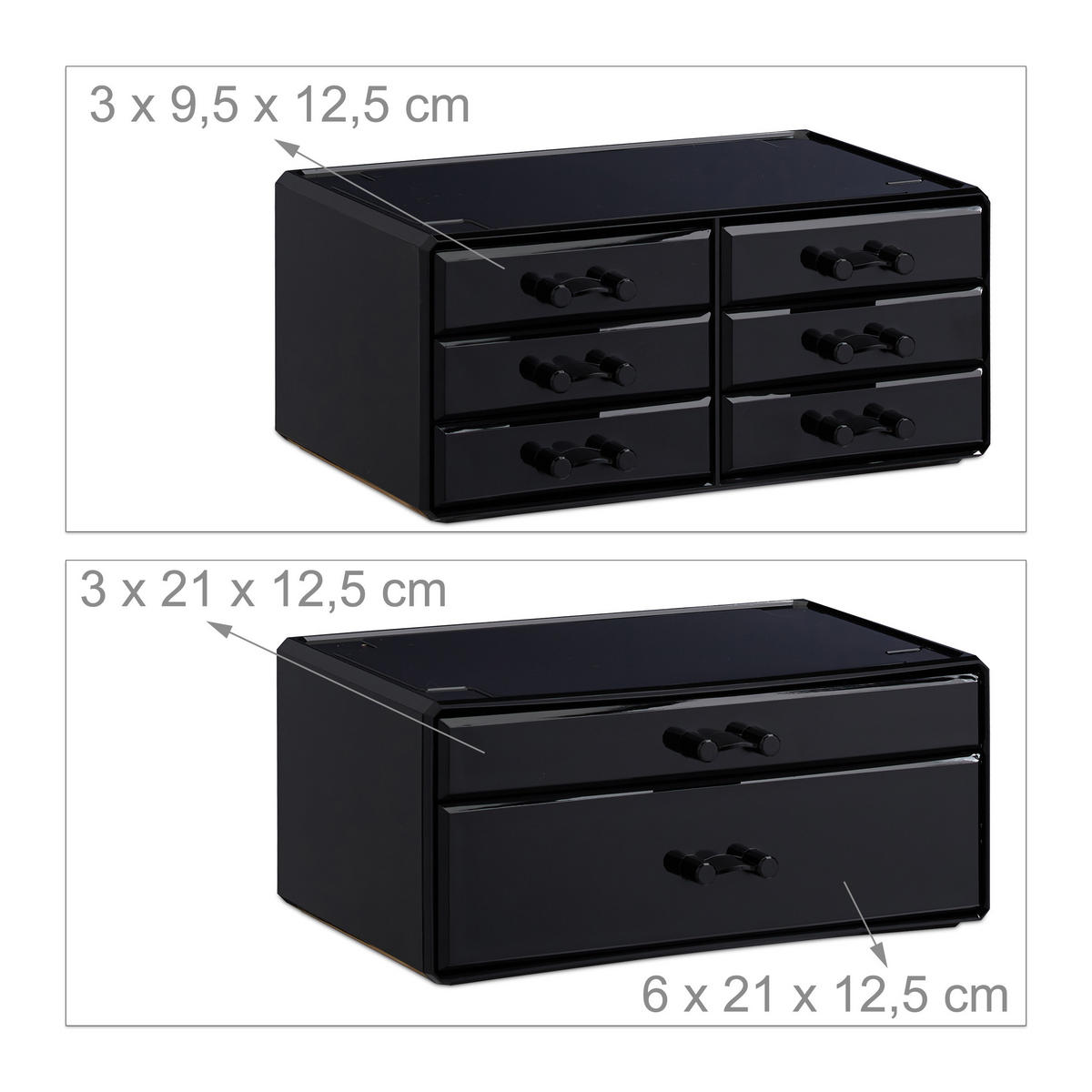 MAKEUP Organizer - Schwarz, Kunststoff (24/30/14cm) - Relaxdays