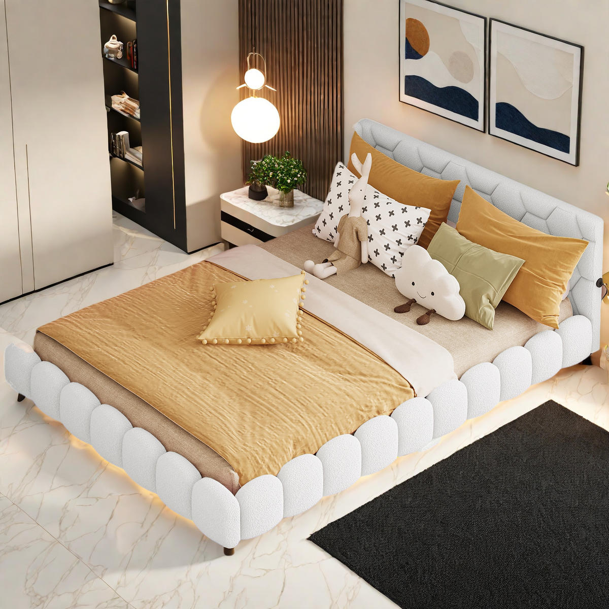 SCHLAFSOFA 140x200cm weiß 16farben led usb - Weiß, Holzwerkstoff (140/200cm) - SHOPENTRA