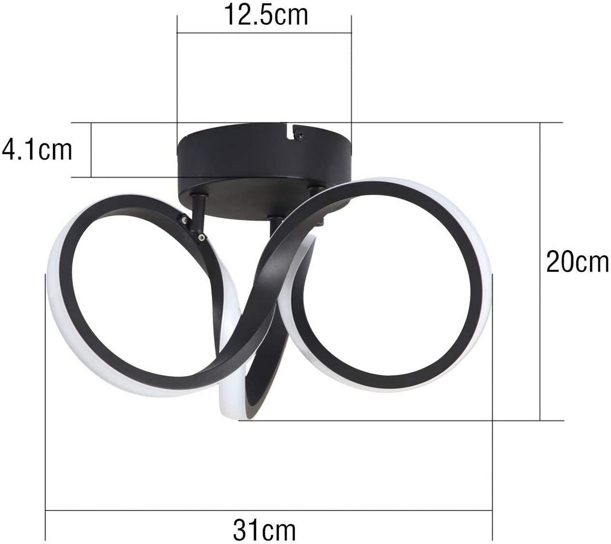 LED-DECKENLEUCHTE Norbert 31/26/20 cm - Schwarz, Metall (31/26/20cm) - ZMH