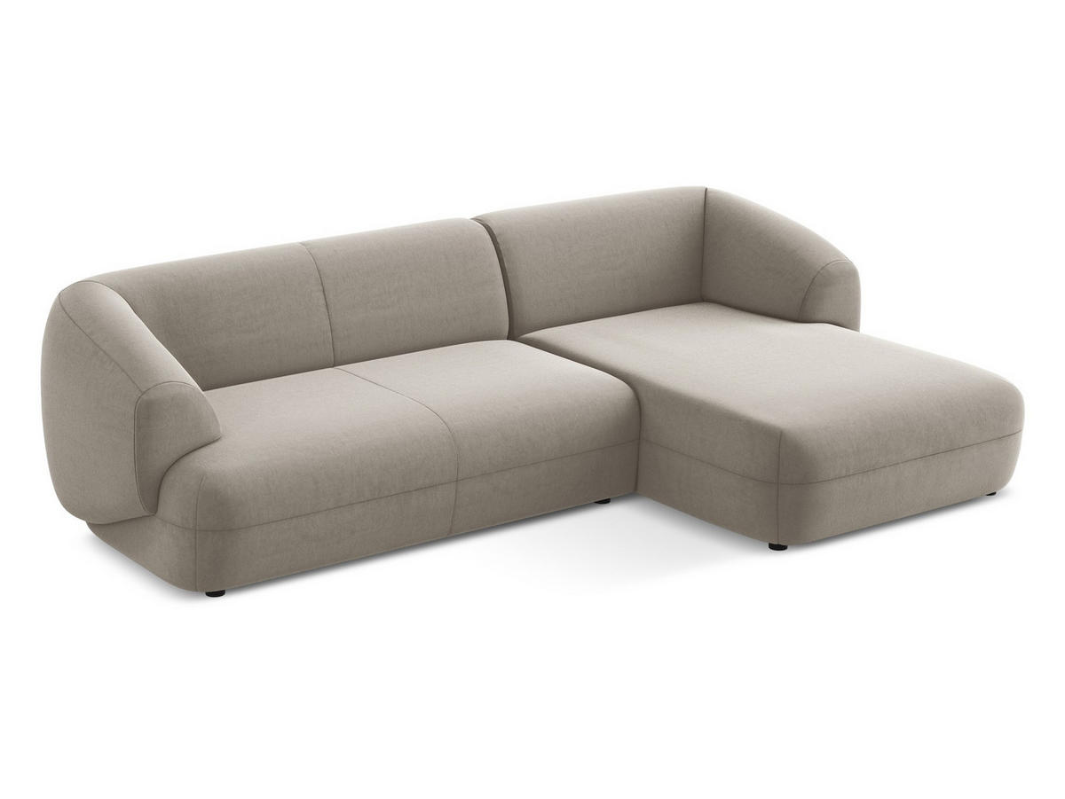 ECKSOFA Rechts Samt Stoff Grau - Taupe/Schwarz, Kunststoff/Textil (280/156cm) - Makamii