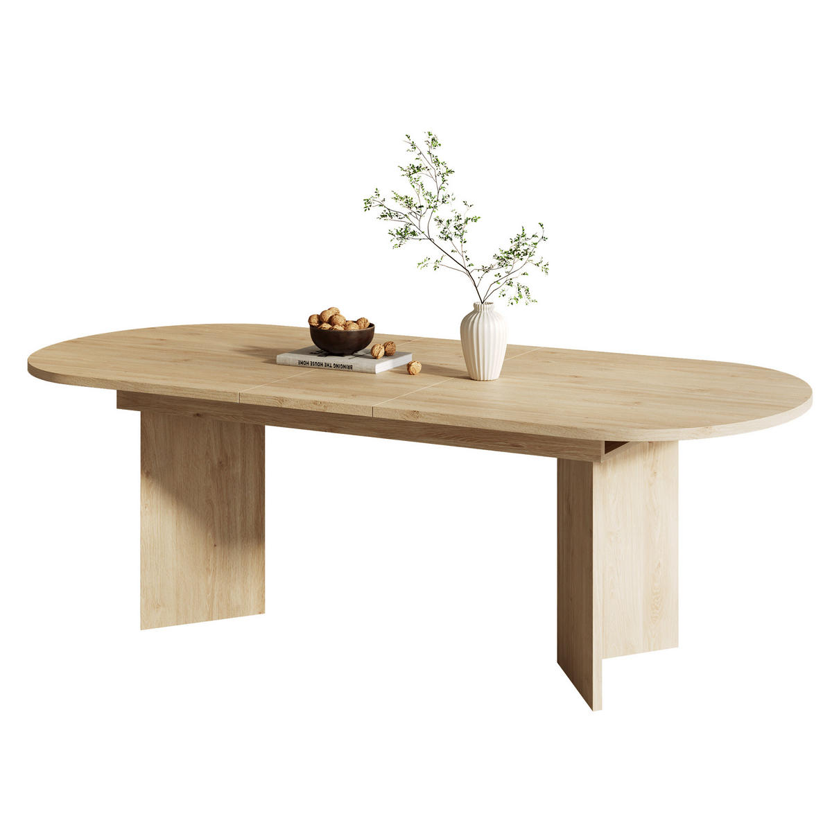 ESSTISCH 160/200/90 cm Eiche aus MDF ausziehbar mit abgerundeten Ecken - Eichefarben, Holzwerkstoff (200/90/75cm) - OKWISH