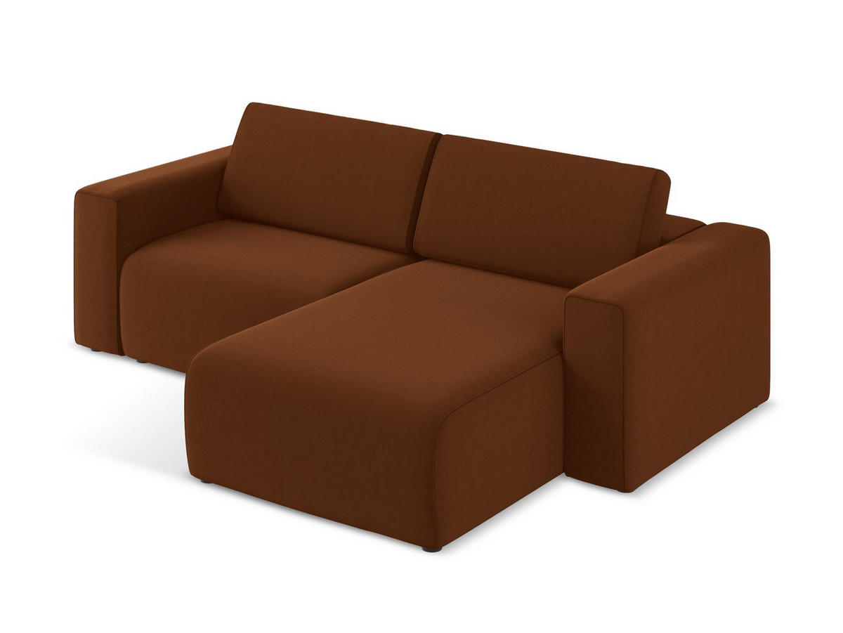 ECKSOFA Rechts Samt Stoff Orange - Rot/Terra cotta, Kunststoff/Textil (224/167cm) - Makamii