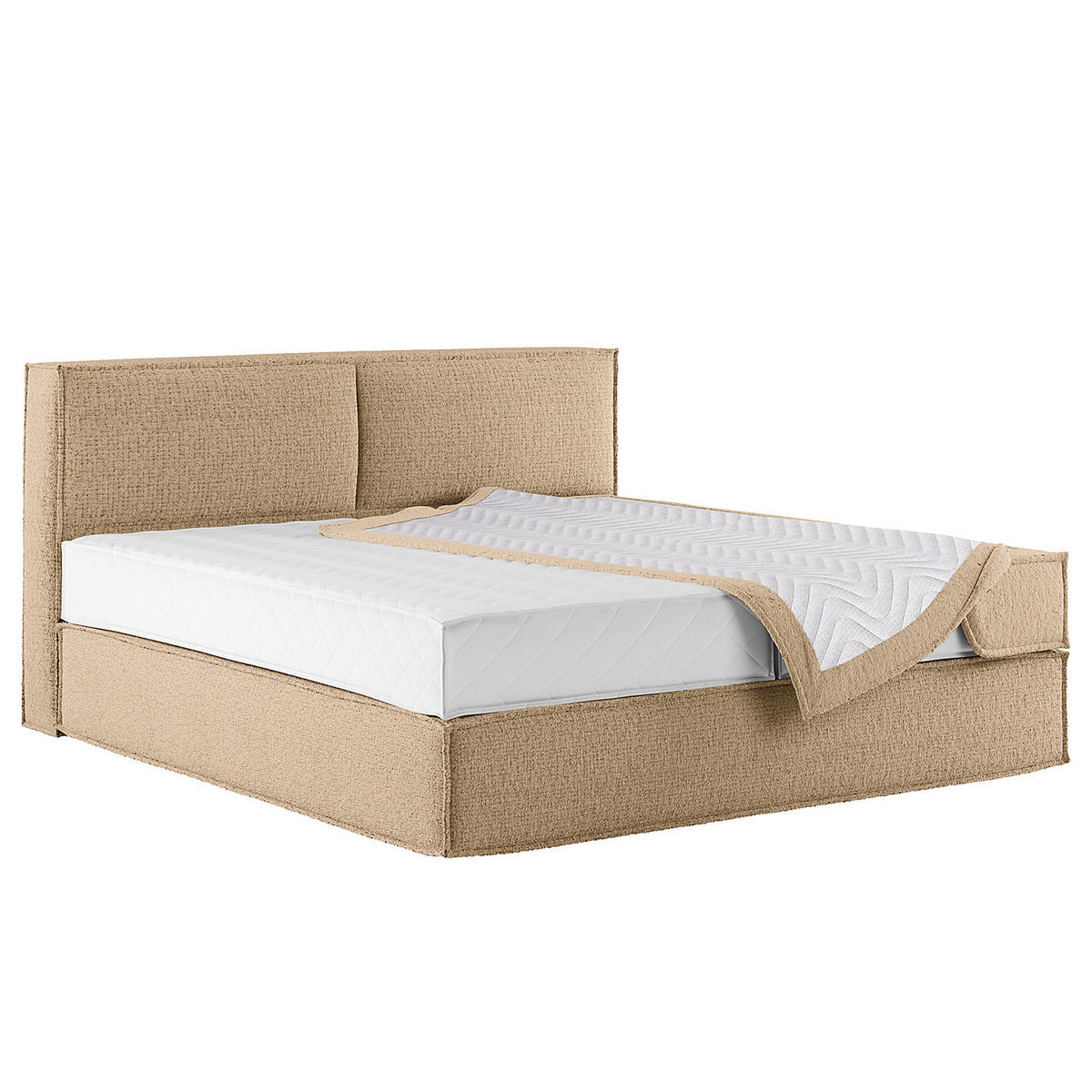 BOXSPRINGBETT mit Kopfteil - Premium - Beige, Textil (180/200cm) - home24