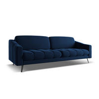 4-SITZER-SOFA Samt Stoff Blau - Blau/Schwarz, Textil/Metall (238/80/95cm) - Makamii