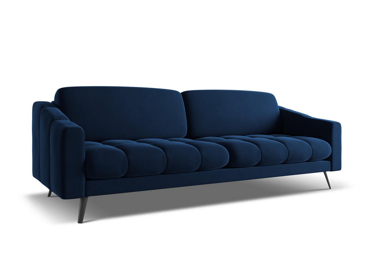 4-SITZER-SOFA Samt Stoff Blau - Blau/Schwarz, Textil/Metall (238/80/95cm) - Makamii
