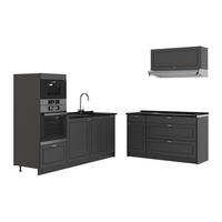 KUCHYNĚ Fame-Line, Anthrazit-Gold Landhaus/Antracit, 340 cm, PD Antracit - antracitová, kompozitní dřevo (340/153.6/60cm) - Vicco