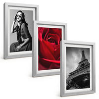 BILDER SET 3er Set - 20x30 cm Silberner Rahmen - Pariserin mit Eiffelturmbrille - Silberfarben, Kunststoff (20/30cm) - TULUP