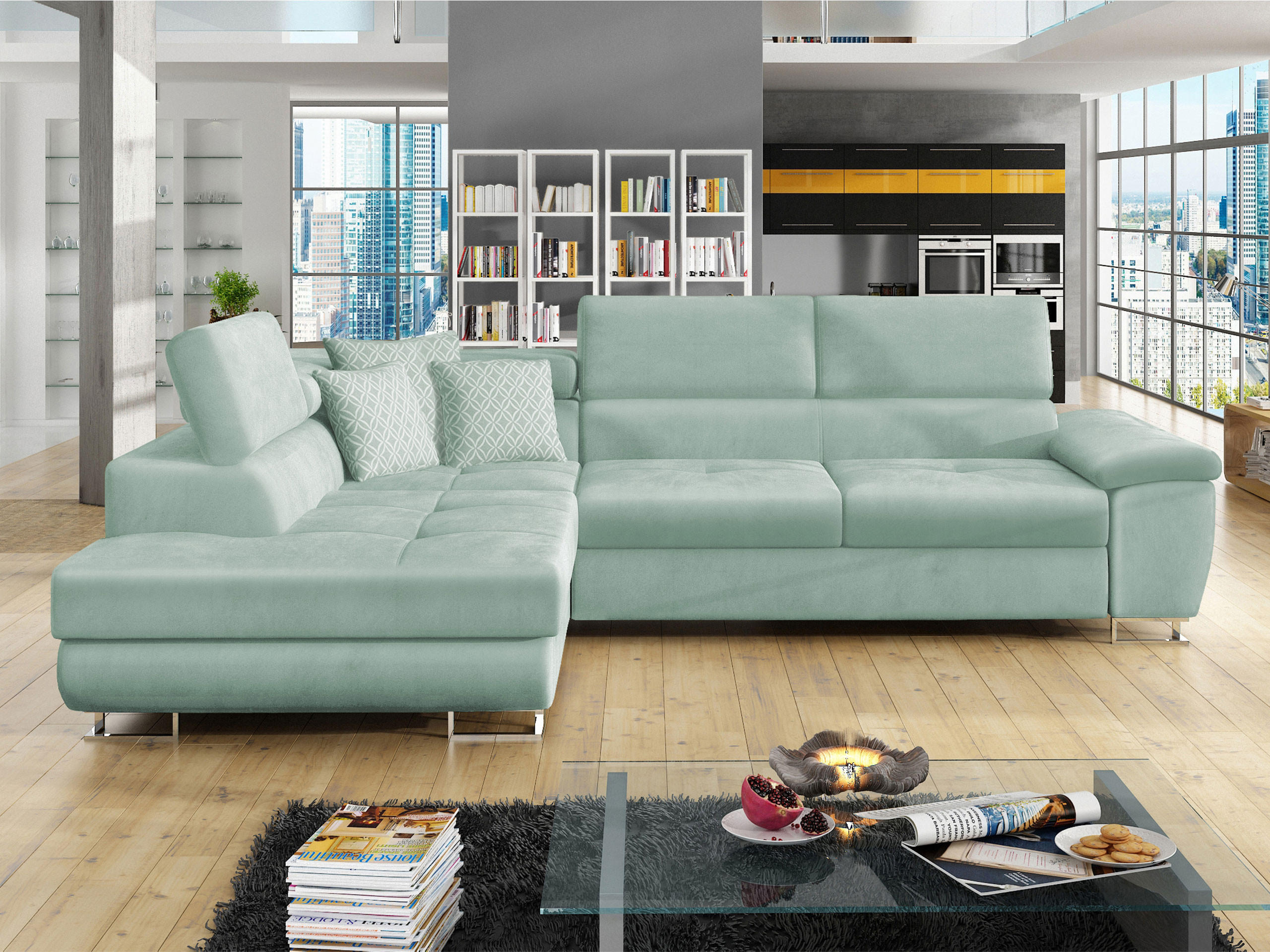 ECKSOFA Cotere, Seite: Links - Mintgrün, Holz/Textil (270/202cm) - MIRJAN24