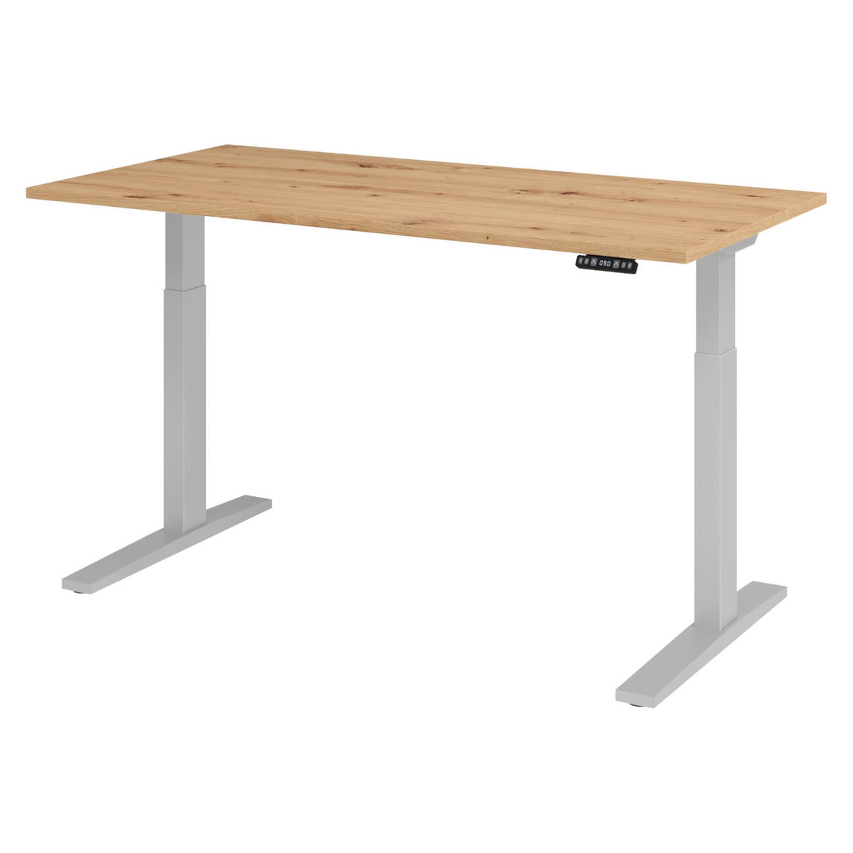 SCHREIBTISCH elektrisch XMKA 80/160/74 cm in Wildeiche/Silberfarben - Wildeiche/Silberfarben, Holzwerkstoff (80/160/74cm) - bümö