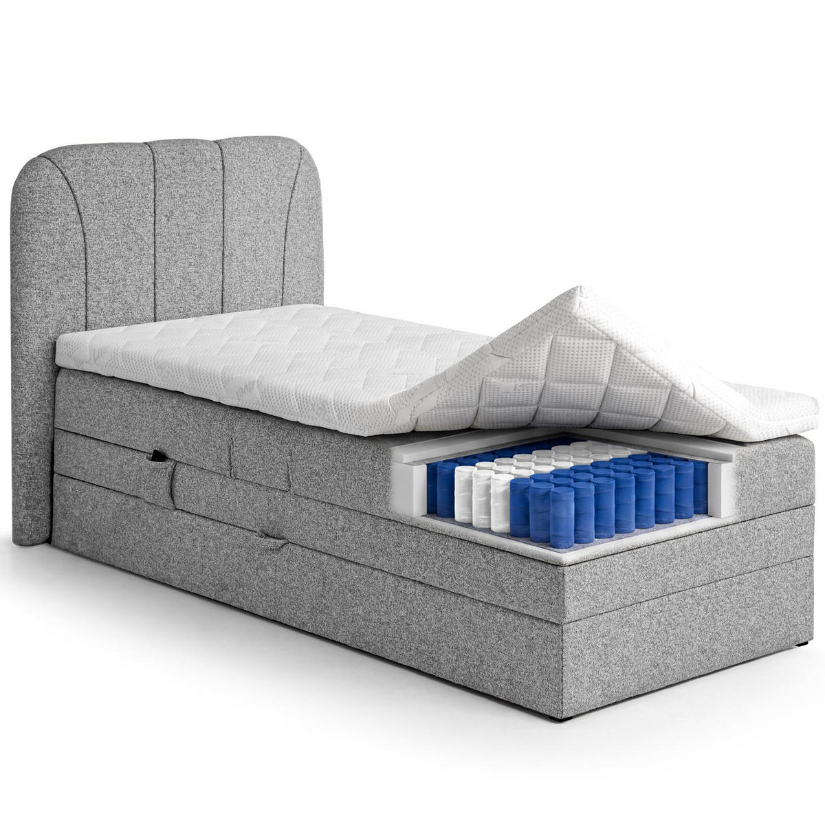 BOXSPRINGOVÁ POSTEL Romeo, jednolůžko s elektrickým polohováním matrace, 90x200 cm, šedá - šedá, textil (90/200cm) - Beautysofa