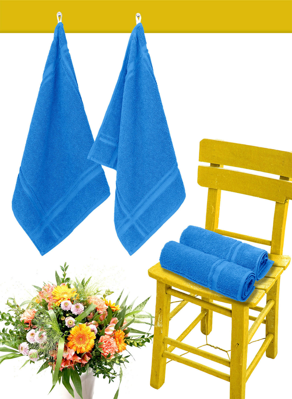 FROTTEE Küchenhandtücher 50x50 cm, 4er Set, Capri Blau - Pastellblau, Textil (50/50cm) - Lashuma