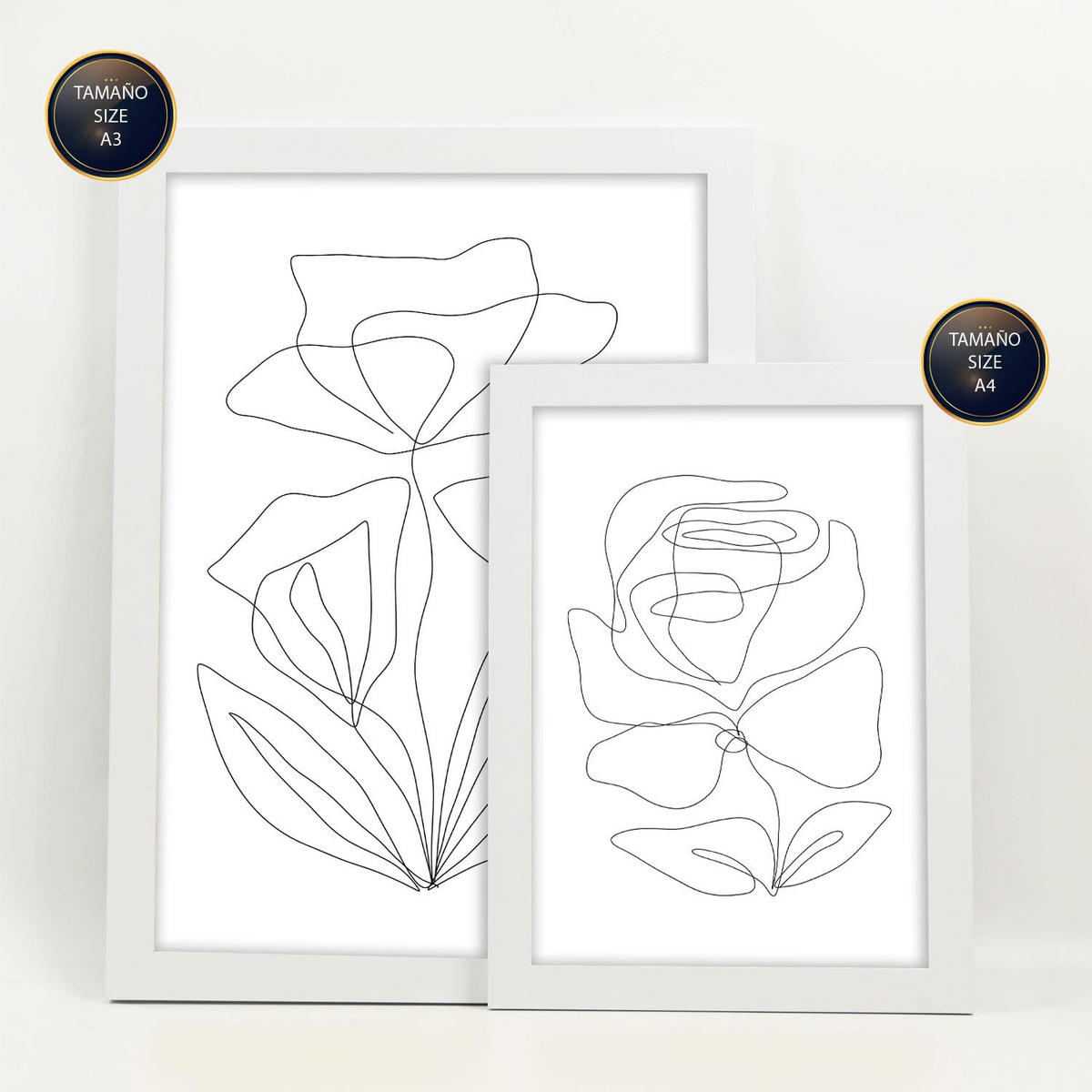 POSTER Set Mit 6 Angenehmes Lule In Blume Zusammenfassung Ästhetische Dekorative Gemälde Für Ihr Wohnzimmer Schlafzimmer Zuhause A3 & A4 Weißer Rahmen - Weiß, Papier (29/3cm) - Nacnic