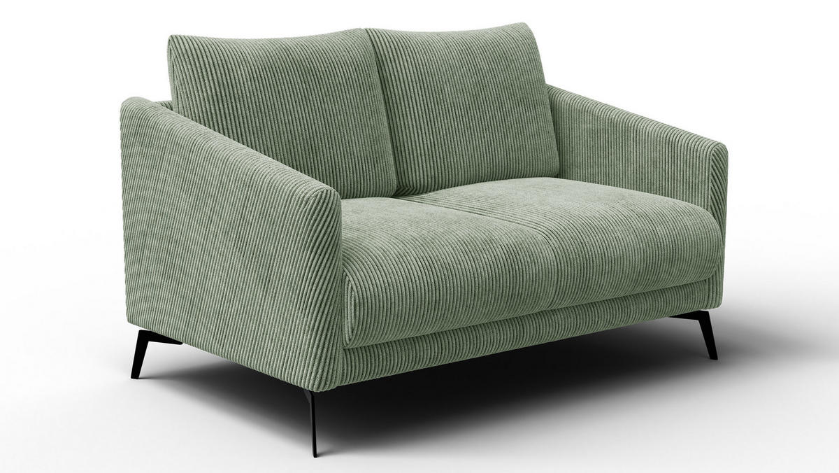 SOFA VILT 2-Sitzer, mint - Schwarz/Mintgrün, Holzwerkstoff/Textil (142/89/94cm) - Wozimo