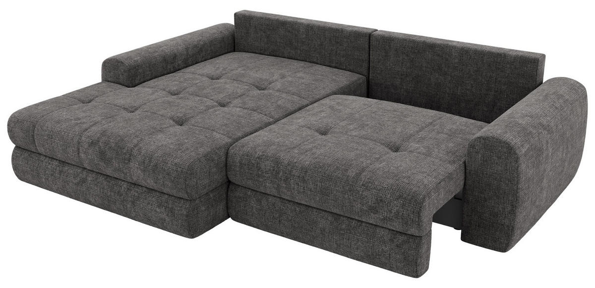 ROHOVÁ SEDAČKA ARELIA L - Tmavě šedá Hrubě tkaná žinylka - Pravá - černá/tmavě šedá, textil/plast (205/292cm) - MKS