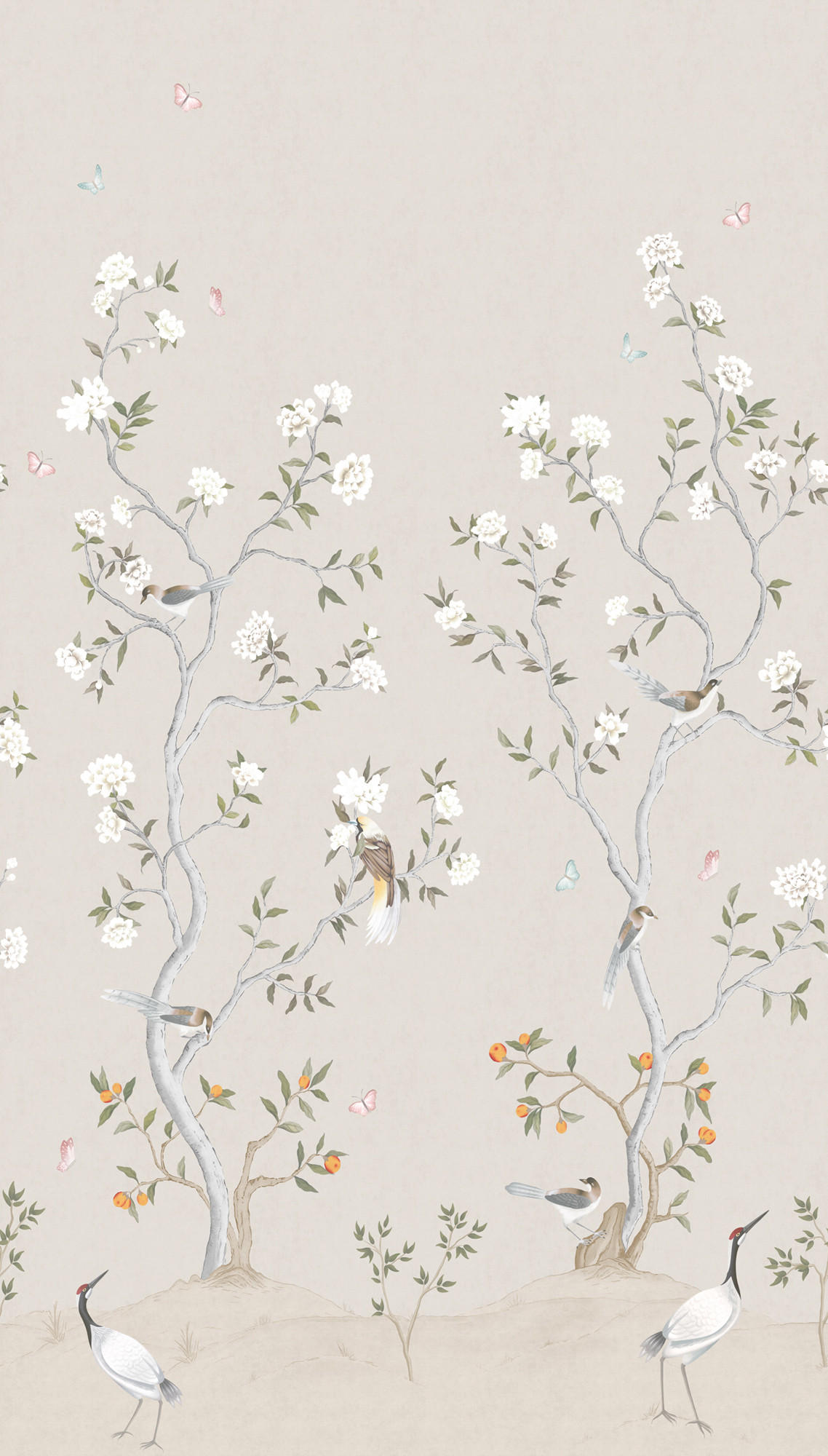 FOTOTAPETE Blumen und Vögel 159 x 280 cm - Beige, Papier (159/280cm) - Sanders & Sanders