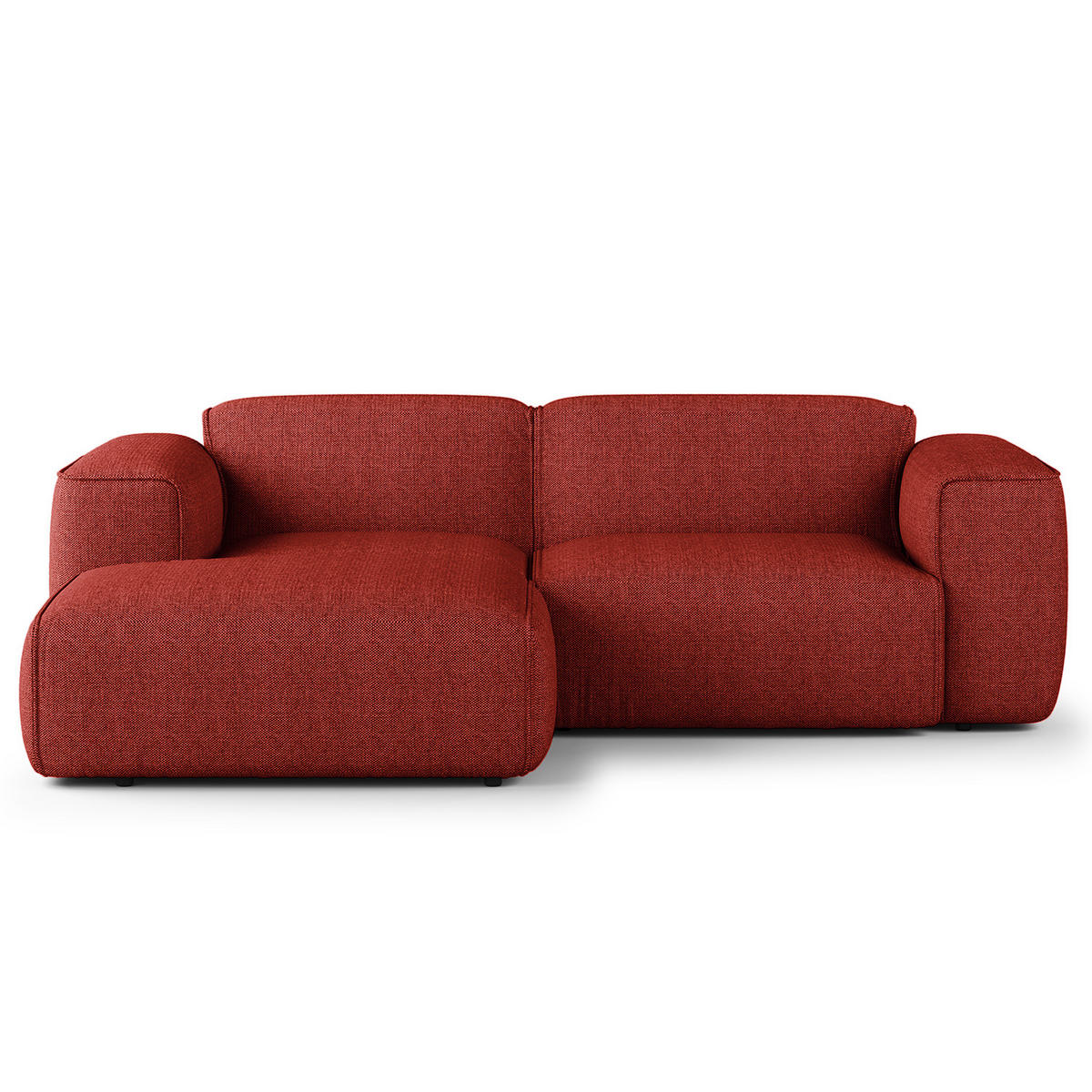 ECKSOFA mit XL-Longchair - Rot/Schwarz, Kunststoff/Textil (260/171cm) - home24