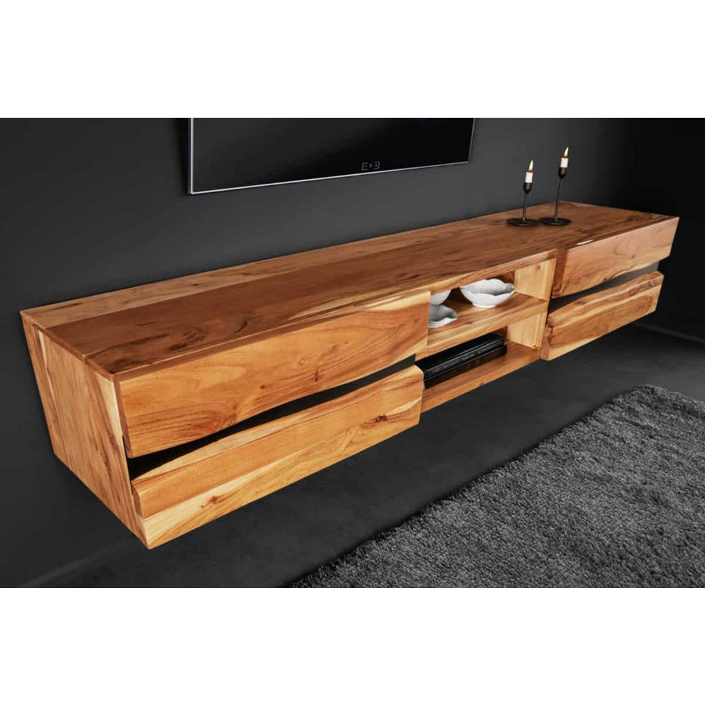 Thumbnail - riess-ambiente Tv-Lowboard, Braun, Holz, Holz, 160x30x36 cm, Wohnzimmer, Wohnwände, Lowboards, Lowboards hängend