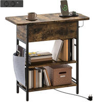 BEISTELLTISCH 60/29,8/58,5 cm Rustikal Braun mit Steckdosenleiste und USB-Anschlüssen - Braun, Holzwerkstoff (60/39.8/58.5cm) - OKWISH