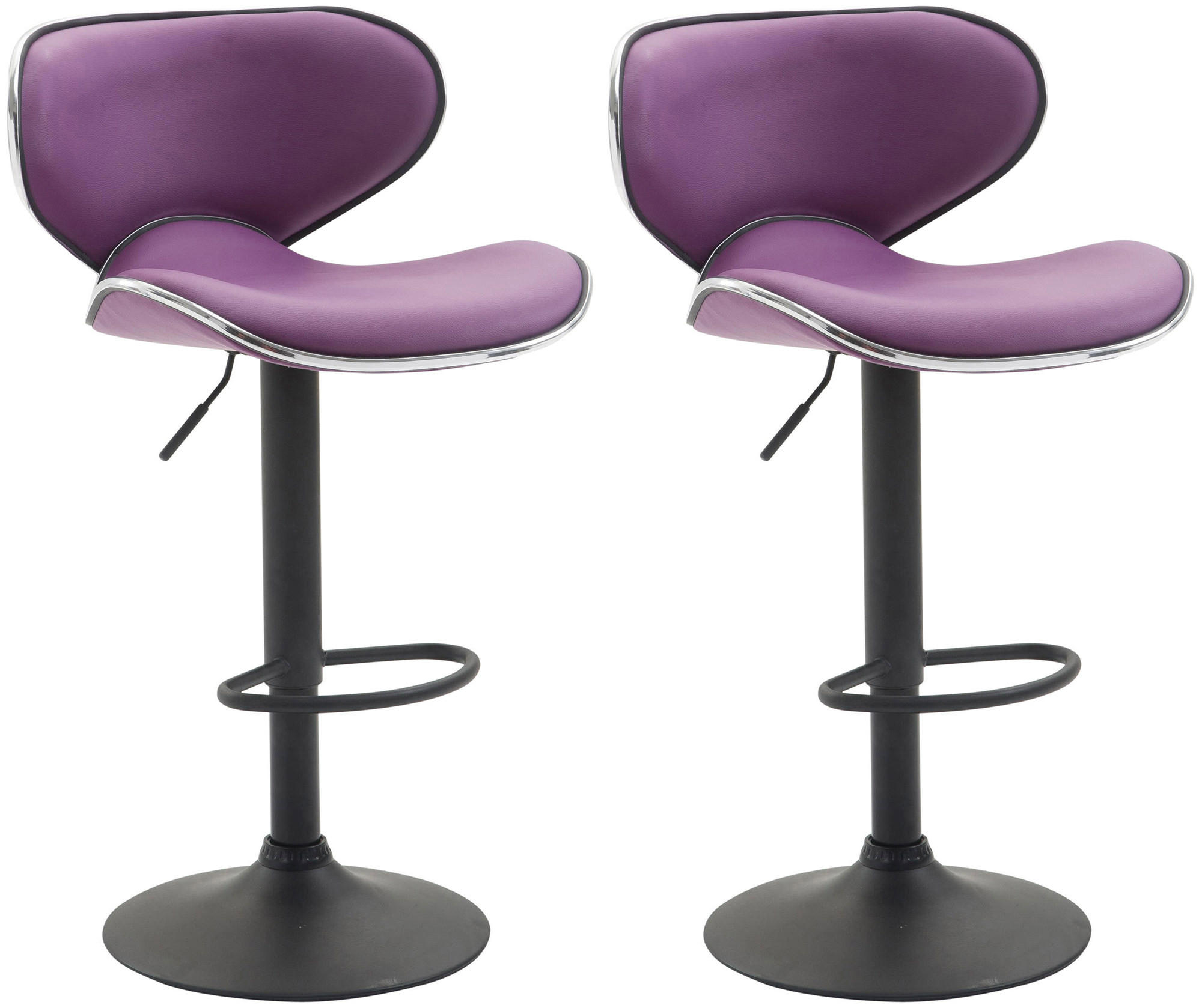 BARHOCKER 2er Set Lederlook lila - Lila/Schwarz, Textil/Metall (46/88/49cm) - CLP