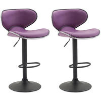 BARHOCKER 2er Set Lederlook lila - Lila/Schwarz, Textil/Metall (46/88/49cm) - CLP