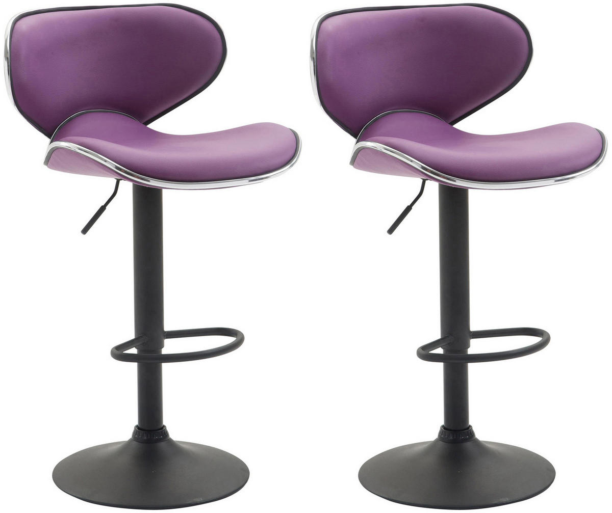 BARHOCKER 2er Set Lederlook lila - Lila/Schwarz, Textil/Metall (46/88/49cm) - CLP