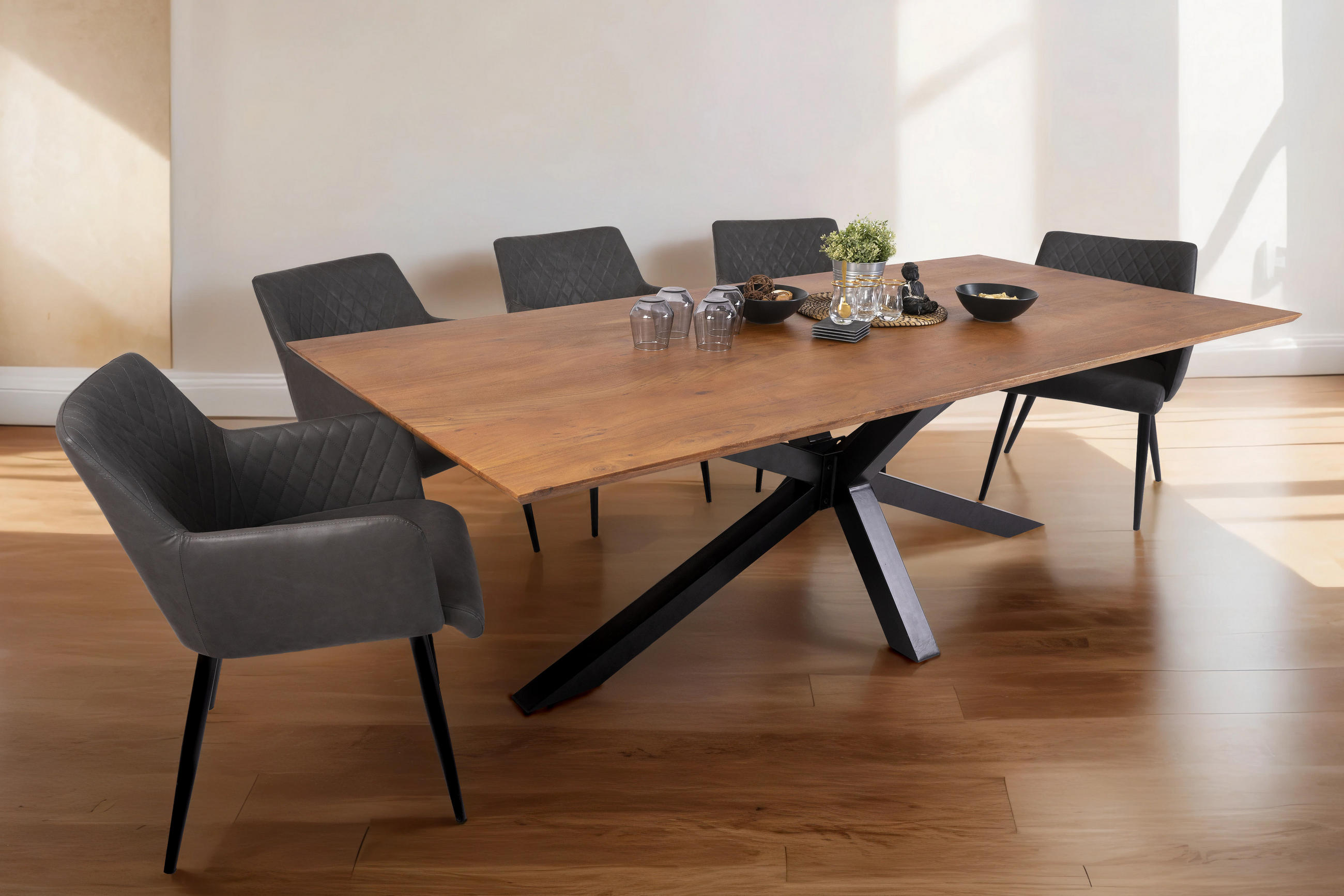 ESSTISCH ABBY - Schwarz/Braun, Holz/Metall (100/260/77cm) - SAM