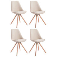 STUHL 4er Set Stoff creme - Eukalyptusholzfarben/Creme, Holz/Textil (48/84/56cm) - CLP