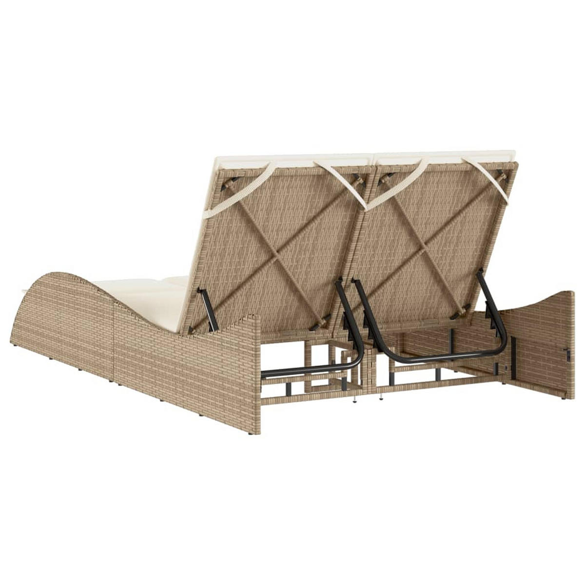 SONNENLIEGE Mit Auflagen Beige 114/205/73 Cm Poly Rattan - Creme, Kunststoff (205/73/114cm) - vidaXL