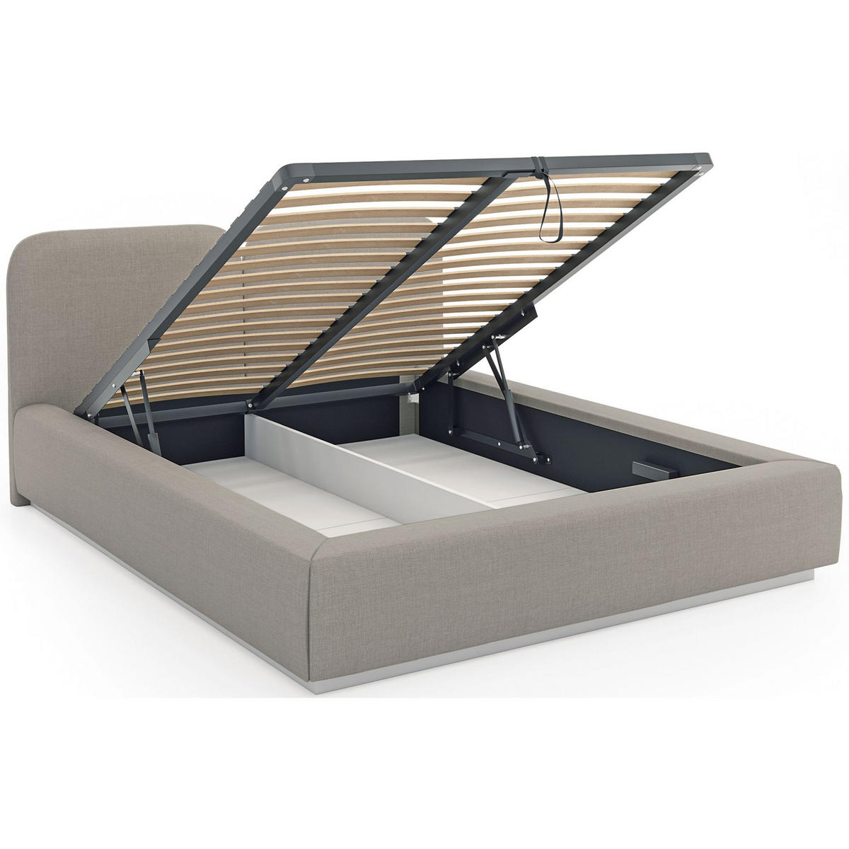 POLSTERBETT Comoves 160x200 Dunkelbeige mit Chenillebezug und Bettkasten - Beige, Textil (160/200cm) - Selsey