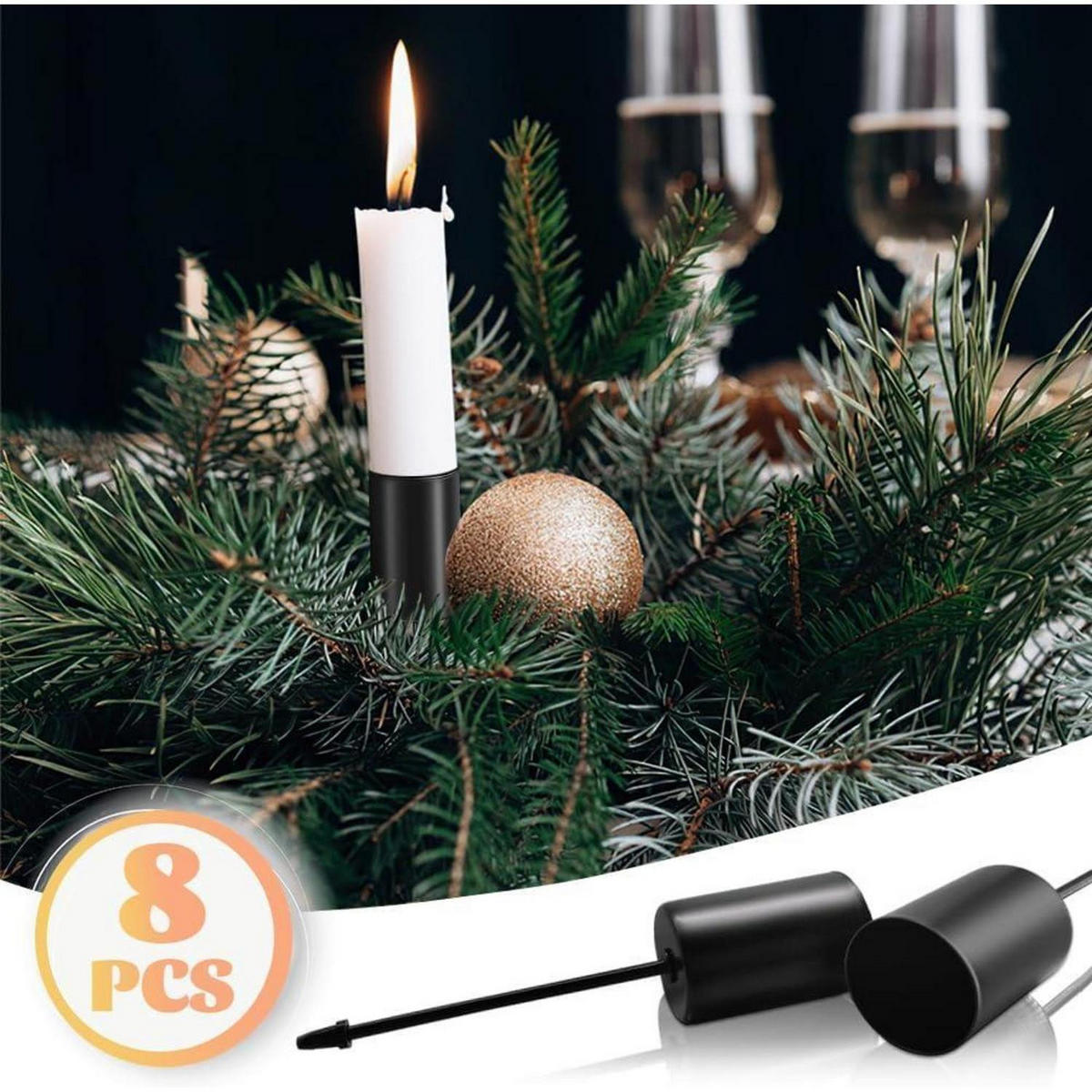 KERZENHALTER 8-teiliges Set Metall 11 cm - Schwarz, Metall (2.5/2.5/10.9cm)