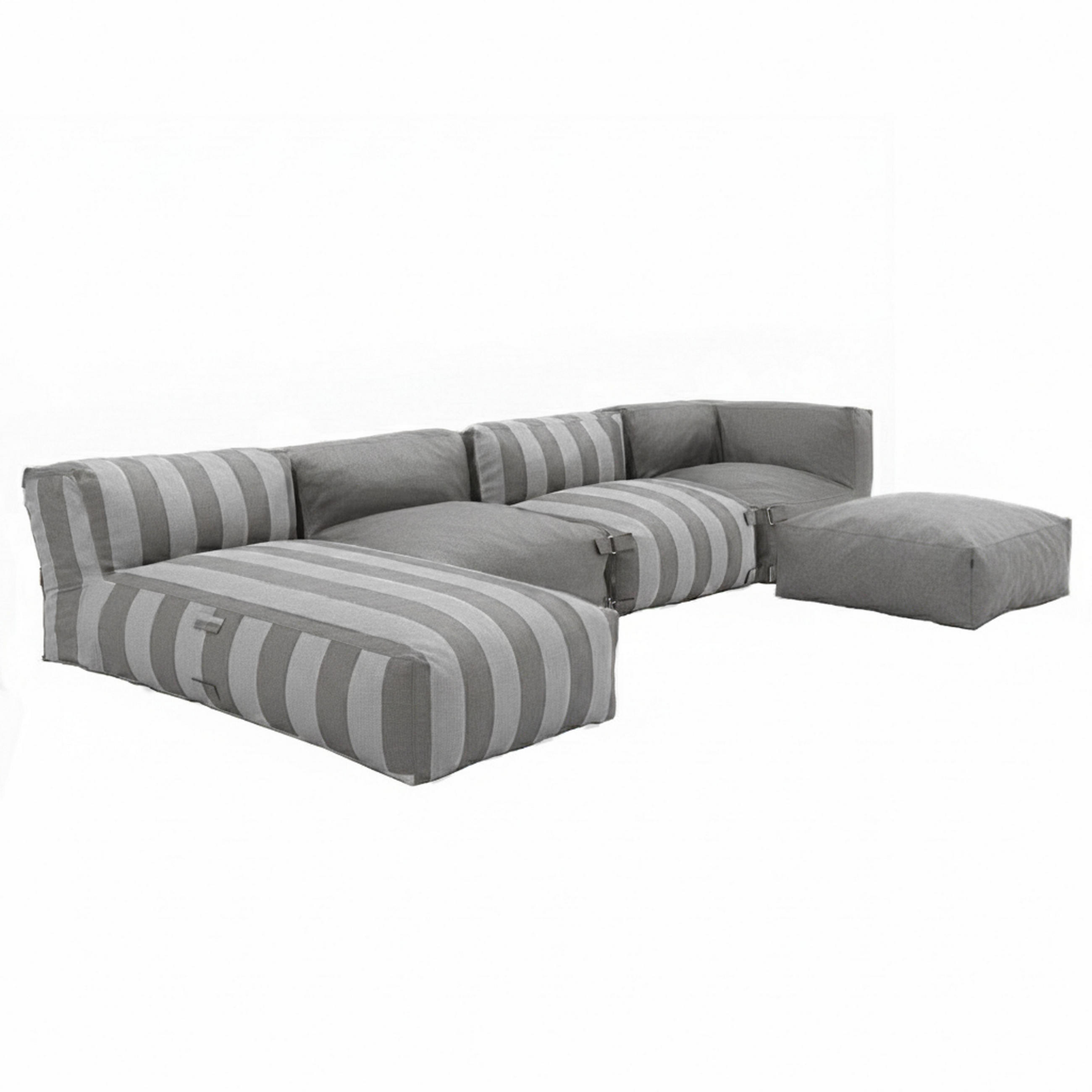GARTENSOFA mit 5 Sitzplätzen, Grau - Grau, Textil (85/65/160cm) - Oviala