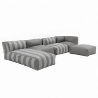 GARTENSOFA mit 5 Sitzplätzen, Grau - Grau, Textil (85/65/160cm) - Oviala