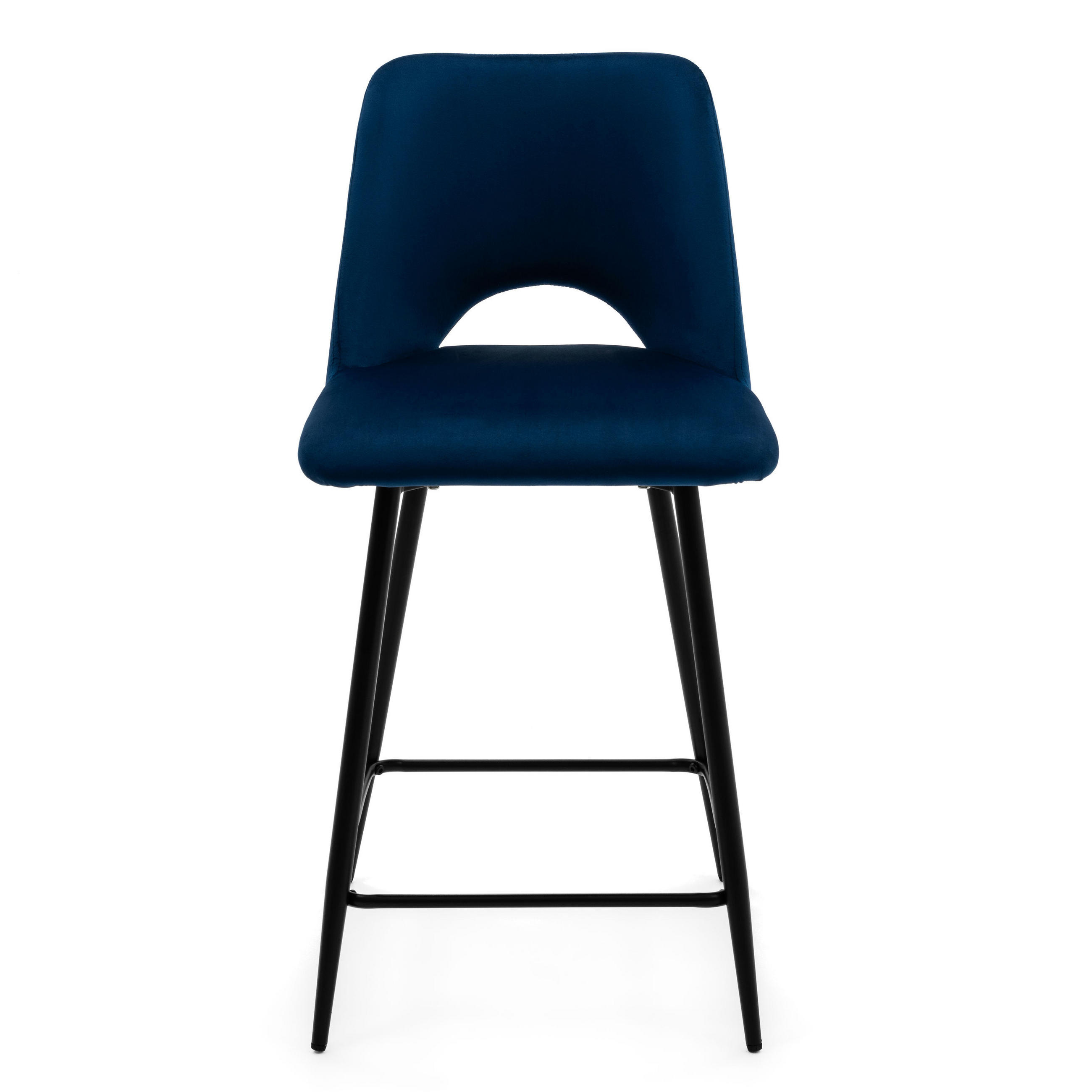 BARHOCKER ORO gepolsterter mit Steppung - dunkelblau - Samt Velour - Blau/Schwarz, Textil/Metall (48/94/55cm) - NEW HOME