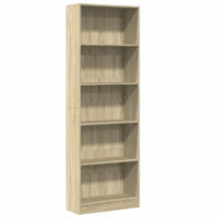 BÜCHERREGAL mit 5 Fächern 60/24/176 cm aus Holzwerkstoff Sonoma-Eiche Dekor - Sonoma Eiche, Holz (60/176/24cm) - vidaXL