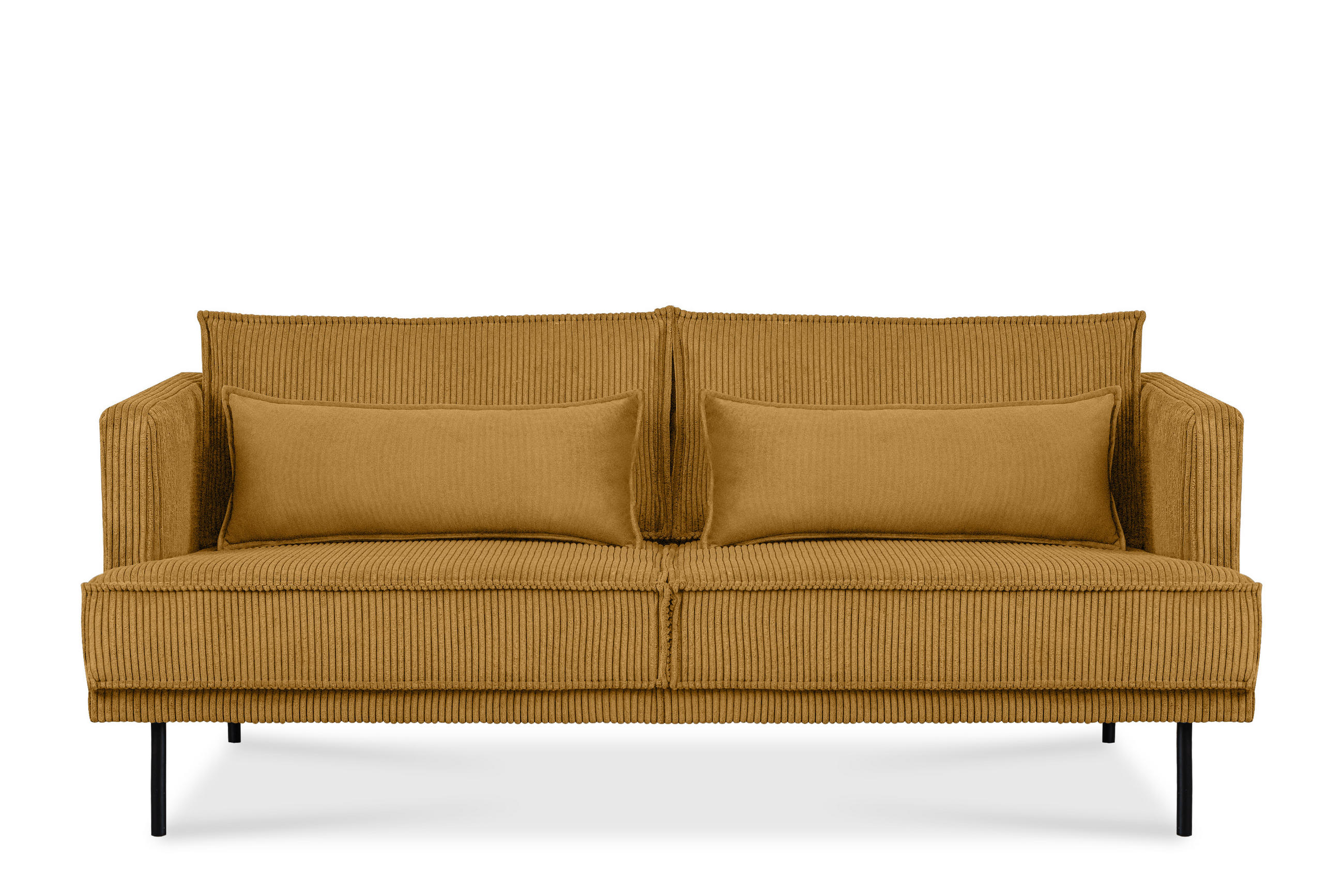 3-SITZER-SOFA GANZO 2 Kissen inklusive, Cord-Stoff, gelb - Gelb/Schwarz, Textil/Metall (193/84/92cm) - KONSIMO®